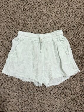 S’edge Gauzy Mint Breathable Drawstring Shorts w/Frayed Hem